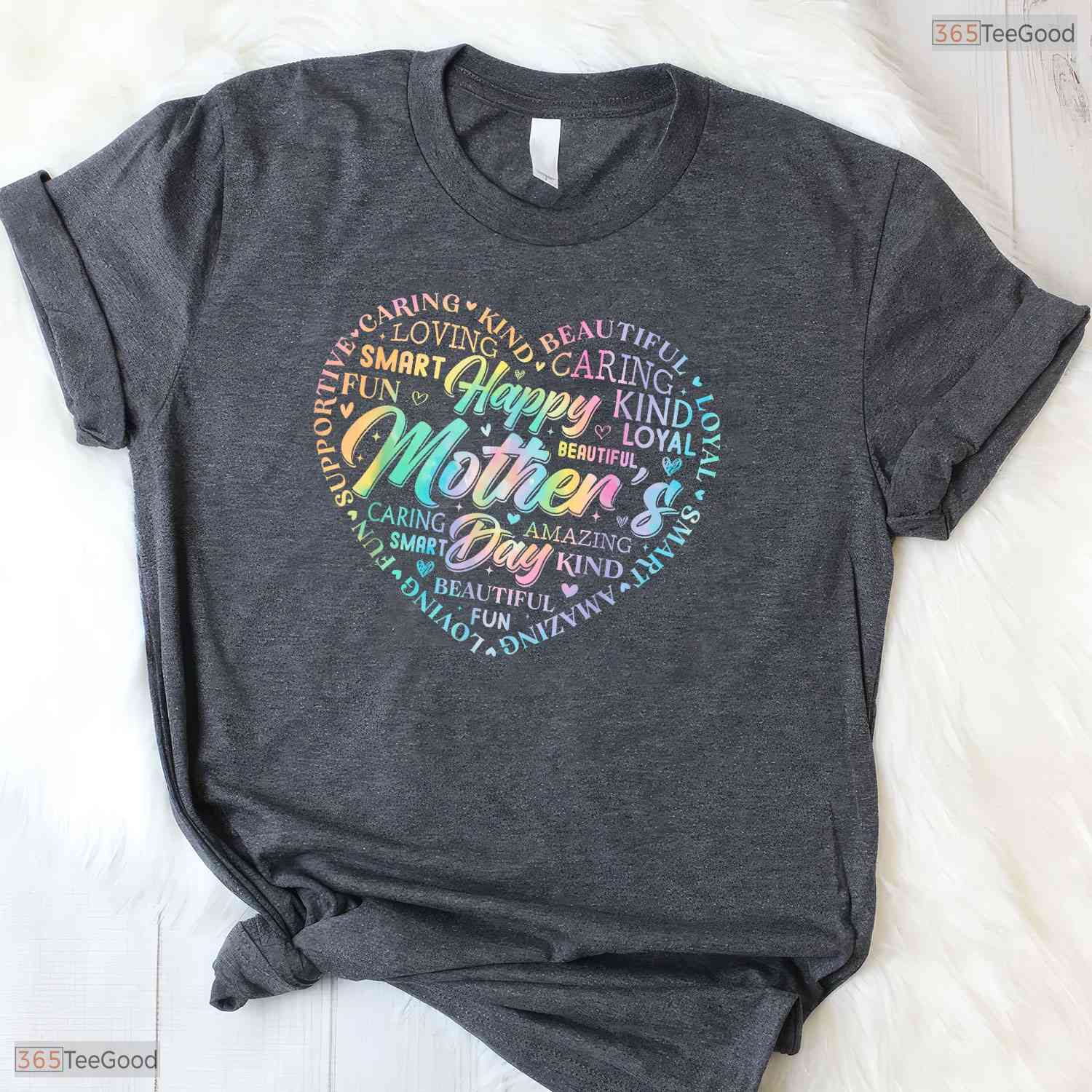Tie Dye Heart Mothers Day Shirt Cute Mom And Grandma Mothers Day T-Shirt Gift