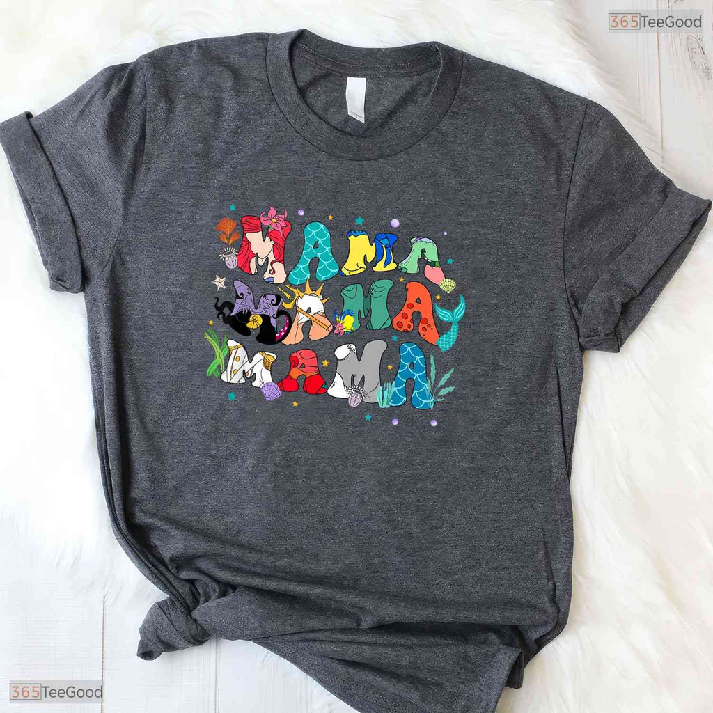 Mama Mermaid Mothers Day T-Shirt Cute Mommy Beach Vacation Gift For Women