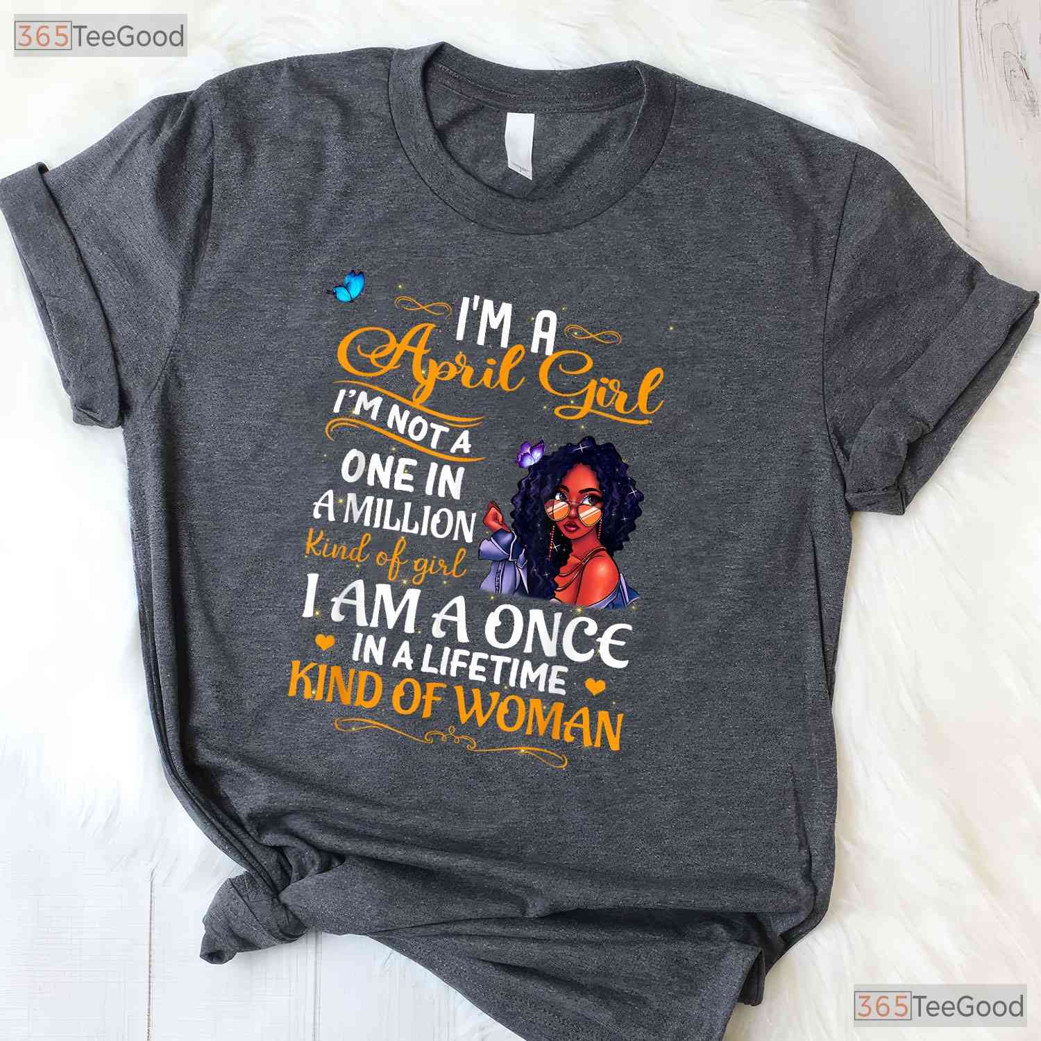 April Girl T-Shirt For Black Women - Melanin Queen Birthday Tee - Afro American Shirt