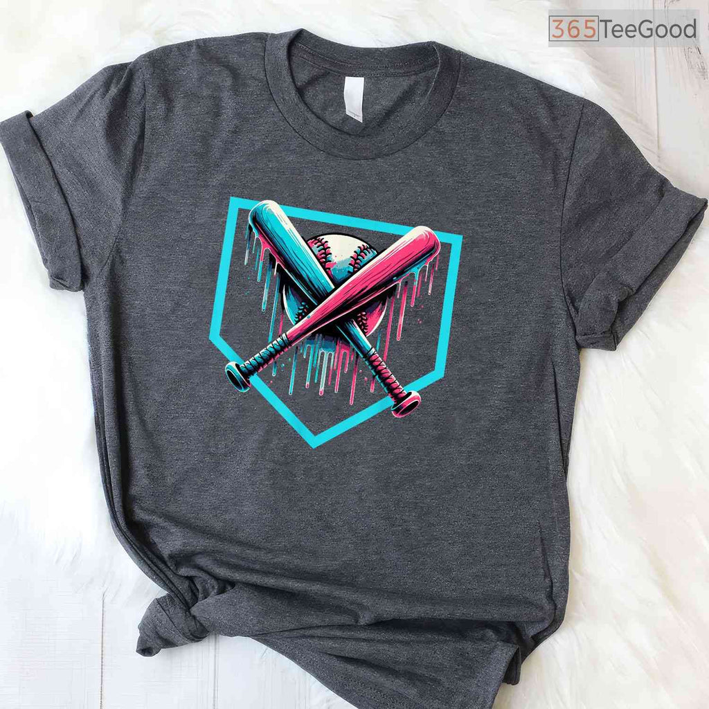 Cool Drip Boys Baseball Bat T-Shirt Youth Sports Graphic Tee For Player Gift
