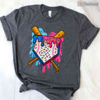 Baseball Boys Ice Cream Drip T-Shirt Cool Youth Sports Graphic Novelty Gift