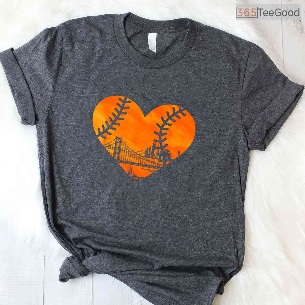 San Francisco Baseball Vintage Heart T-Shirt US State City Pride Sports Gift