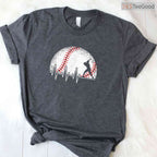 Funny Baseball Heartbeat Vintage T-Shirt Baseball Player Men Boys Sport Gift