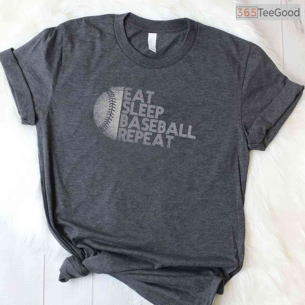 Eat Sleep Baseball Repeat Funny Baseball Player T-Shirt Sports Routine Gift