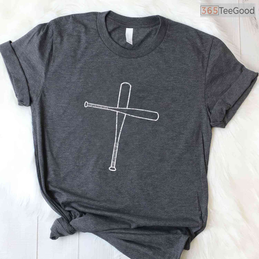 Cross Baseball Bats Christian Faith T-Shirt Sports Coach Pitcher Religious