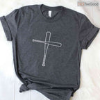 Cross Baseball Bats Christian Faith T-Shirt Sports Coach Pitcher Religious