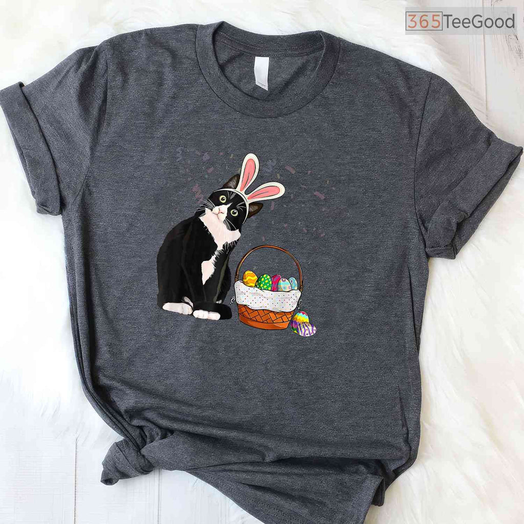 Easter Day Cat Bunny Ears Eggs T-Shirt Funny Men Women Happy Easter Kitty Tee