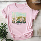He Is Risen Christian Wildflower Happy Easter T-Shirt Women Religious Faith Top