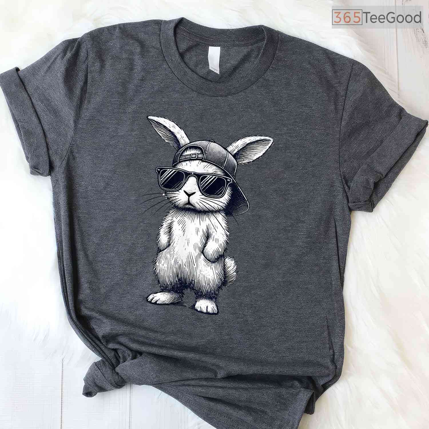 Bunny Face With Sunglasses Cap Easter Day T-Shirt Cool Boys Kids Holiday Shirt