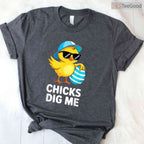 Chicks Dig Me Easter Toddler Boys Men T-Shirt Funny Happy Easter Humor Shirt