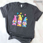 Gnome Easter Shirt Women Easter Outfit T-Shirt Cute Spring Garden Gnome Tee