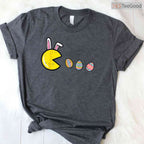 Video Game Eating Easter Eggs Retro Gamer T-Shirt Men Boys Kids Teen Gaming Tee