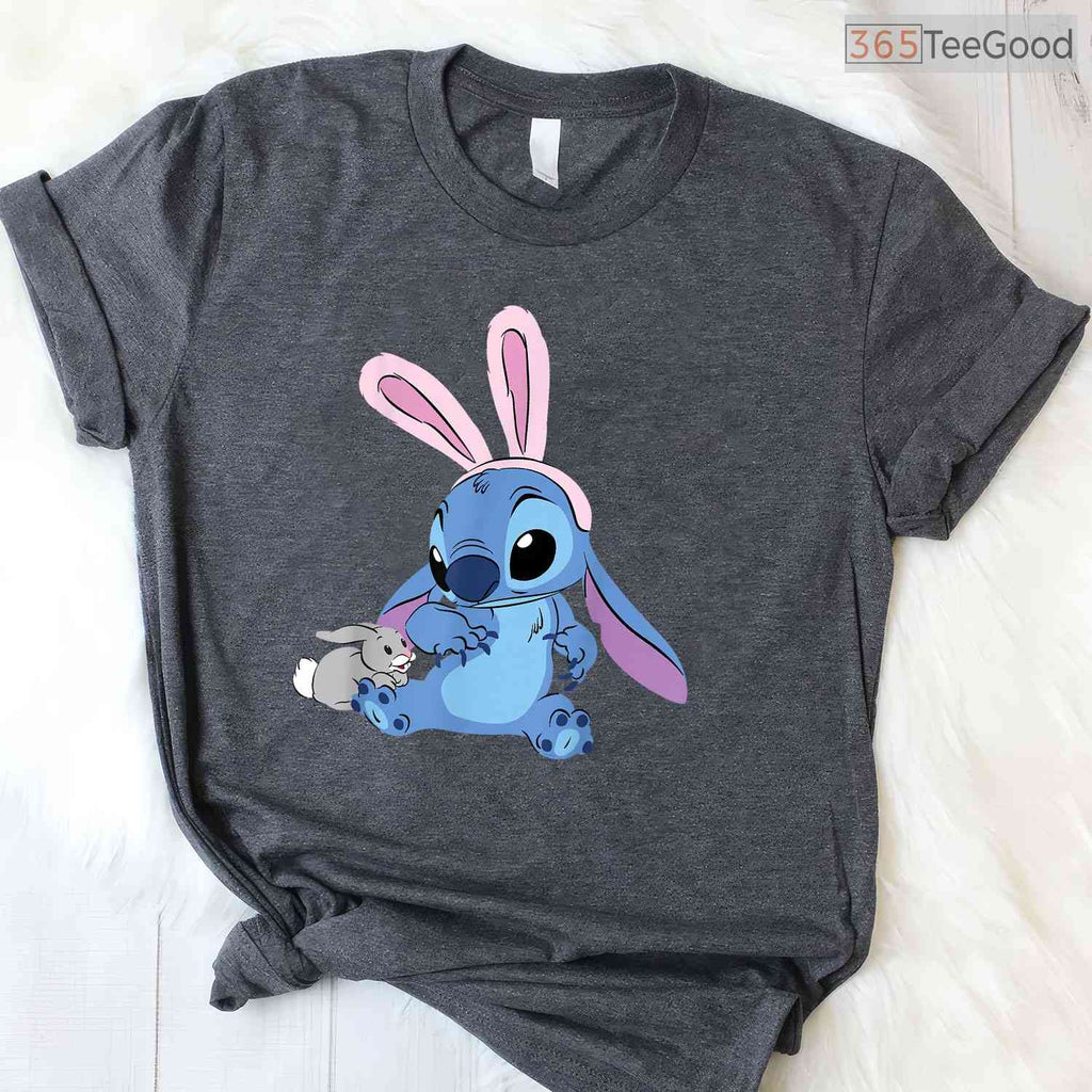 Disney Stitch In Easter Bunny Costume T-Shirt Cute Fuzzy Friend Holiday Shirt