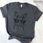 Easter Bunny Sunglasses Vintage Rabbit T-Shirt Men Women Boys Kids Retro Shirt