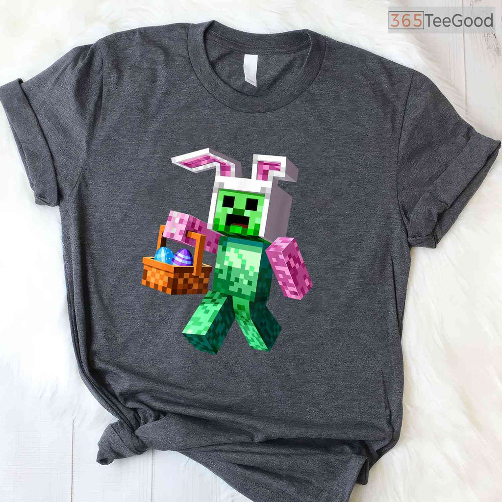 Easter Bunny Egg Pixel T-Shirt Happy Easter Day Retro Video Game Gamer Shirt