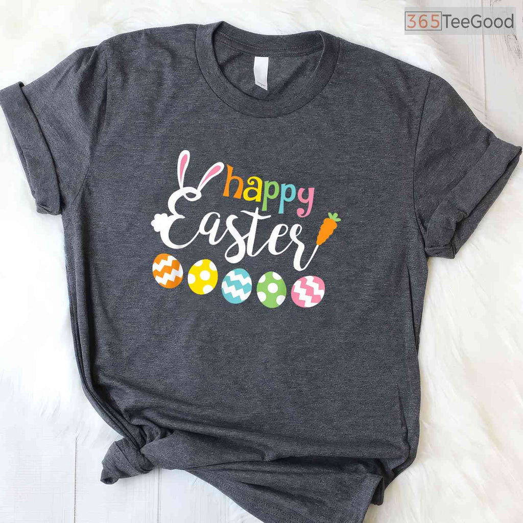Happy Easter Bunny Rabbit Face T-Shirt Funny Cute Holiday Women Girls Shirt