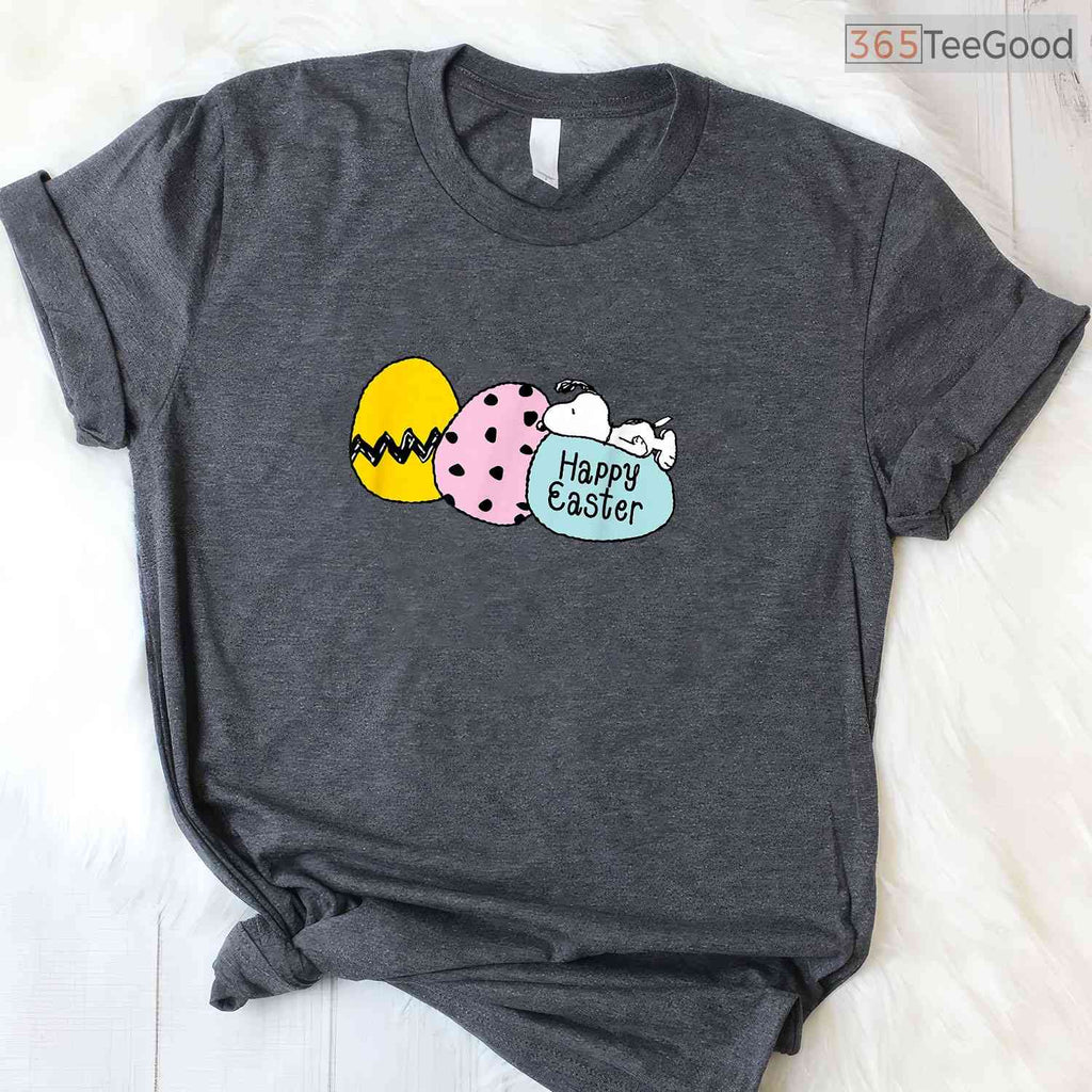 Peanuts Happy Easter Eggs T-Shirt Snoopy Charlie Brown Classic Cartoon Shirt