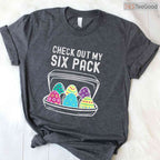 Funny Easter Egg Workout T-Shirt Check Out My Six Pack Abs Gym Fitness Shirt