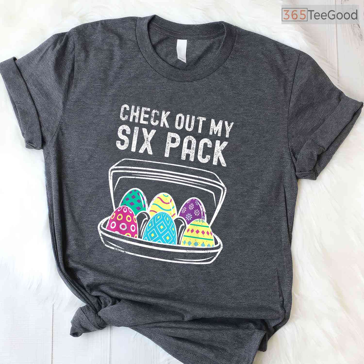 Funny Easter Egg Workout T-Shirt Check Out My Six Pack Abs Gym Fitness Shirt