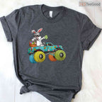 Dabbing Bunny Happy Easter T-Shirt Monster Truck Lovers Kids Boys Cool Shirt