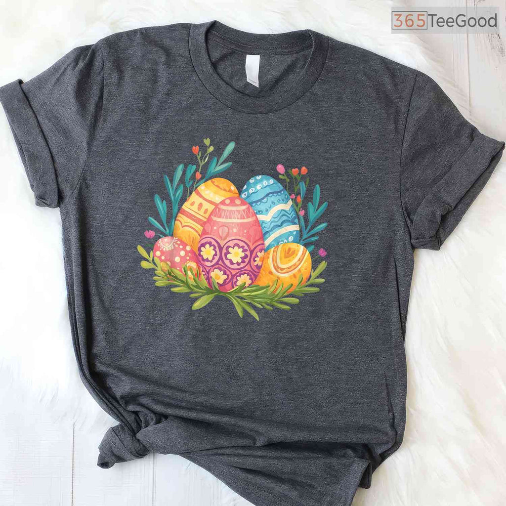 Easter Eggs Graphic T-Shirt Colorful Pattern Happy Holiday Spring Vibe Shirt