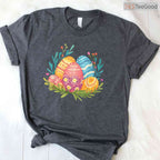 Easter Eggs Graphic T-Shirt Colorful Pattern Happy Holiday Spring Vibe Shirt