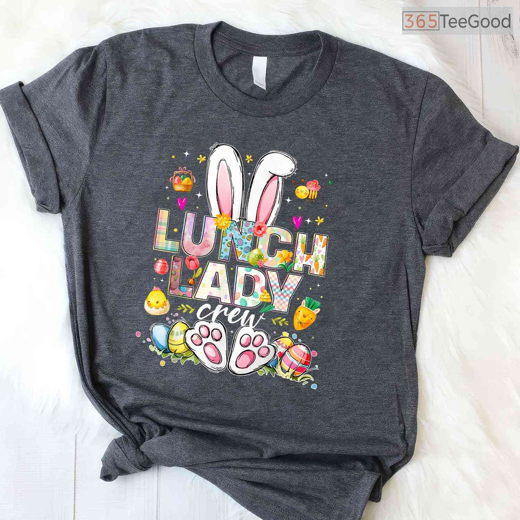 Lunch Lady Crew T-Shirt Funny Bunny Cafeteria Squad Happy Easter Day Shirt