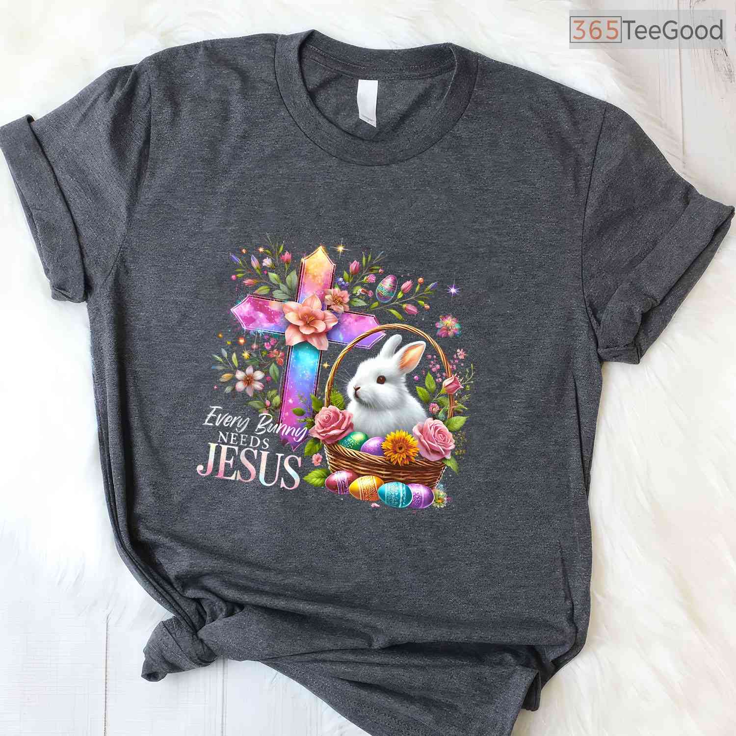 Easter Cross Bunny Needs Jesus T-Shirt Rabbit Christian Religious Faith Shirt
