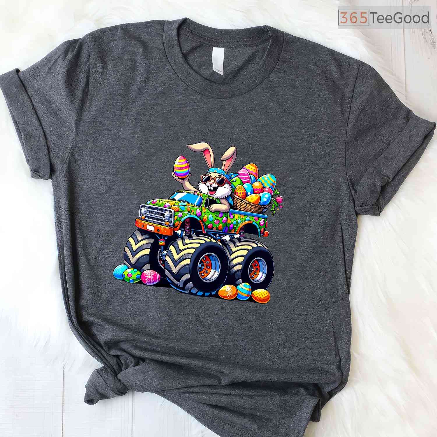 Easter Day Bunny Monster Truck Eggs T-Shirt Cool Rabbit Vehicle Toddler Shirt