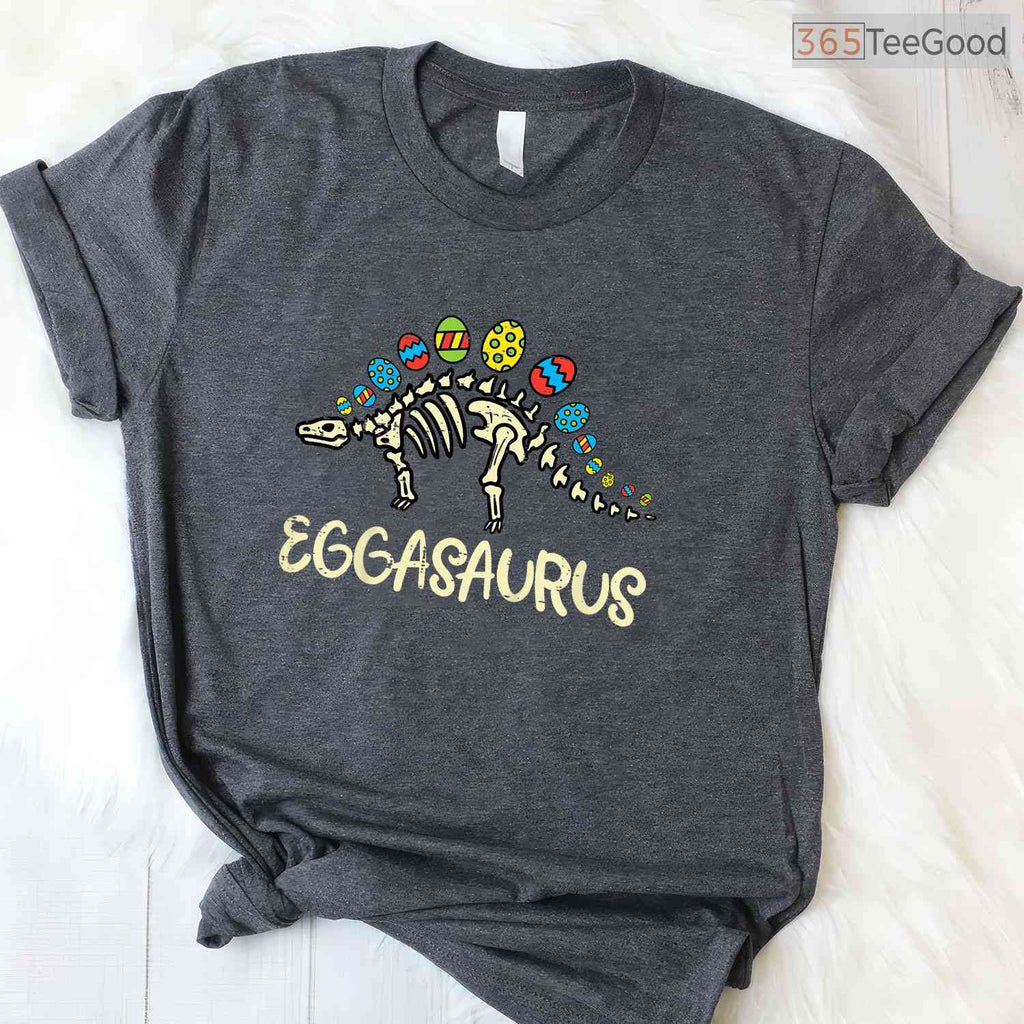 Kids Eggasaurus Easter Stegosaurus T-Shirt Dinosaur Boys Toddler Funny Shirt