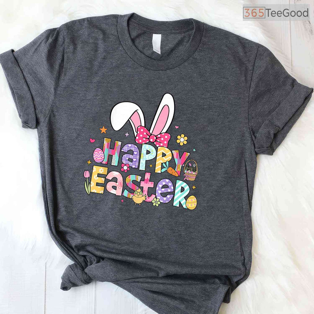 Happy Easter 2026 Cute Bunny Rabbit T-Shirt Holiday Women Girls Memory Shirt