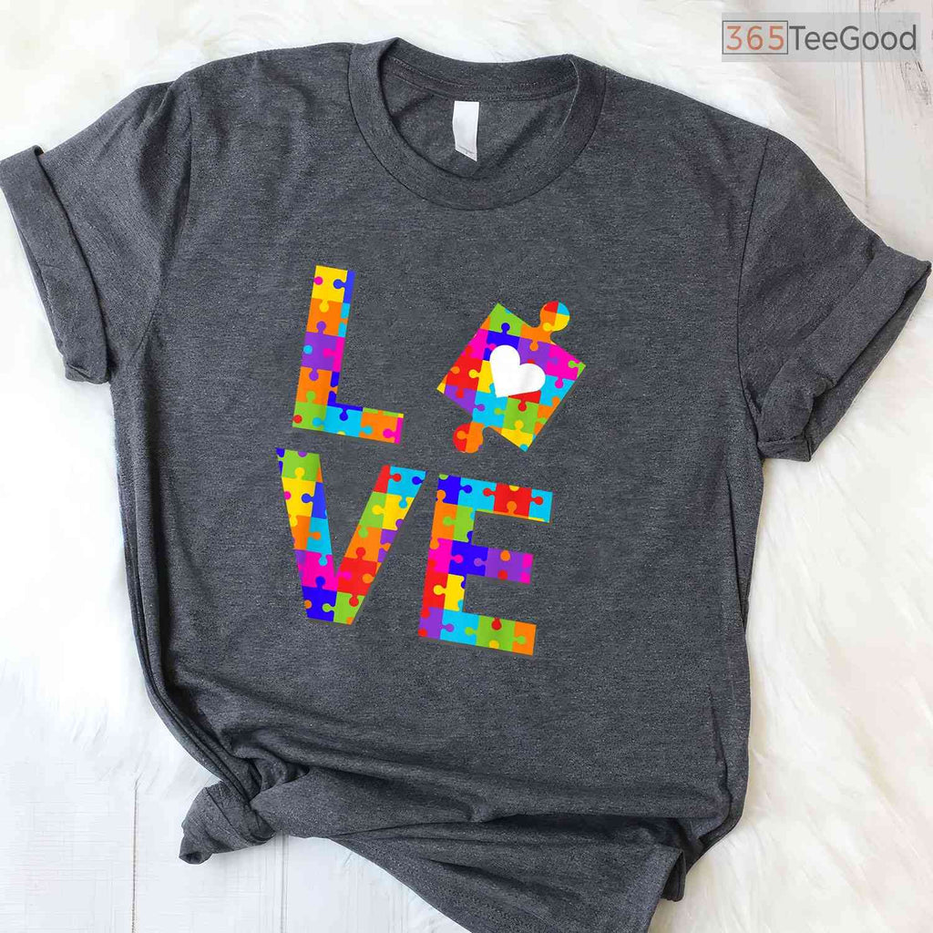 Autism Puzzle Love Awareness Month Ribbon Adult Kids T-Shirt April Support