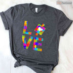 Autism Puzzle Love Awareness Month Ribbon Adult Kids T-Shirt April Support