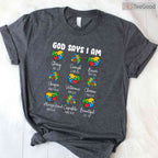 God Says I Am Autism Awareness Christian Bible Verse Shirt April T-Shirt