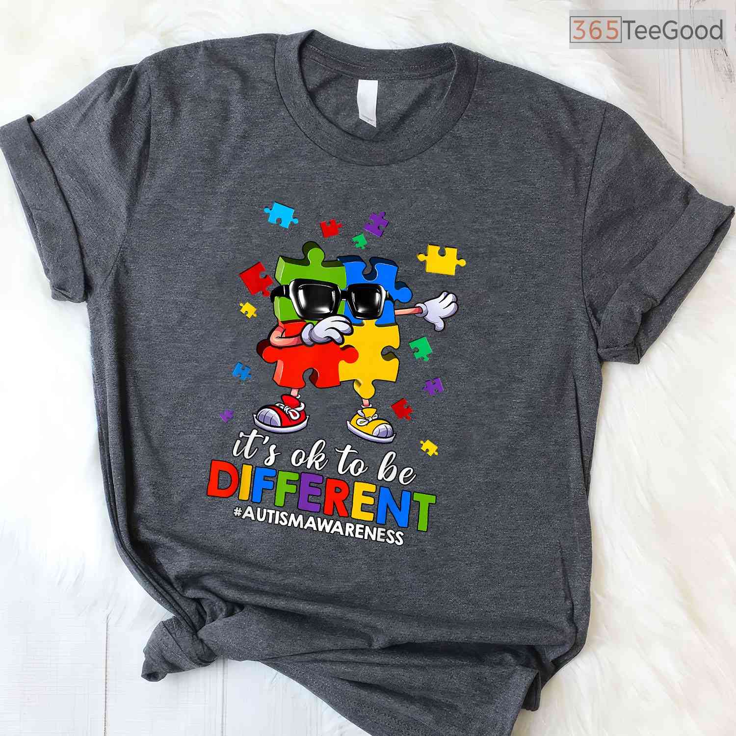 Its OK To Be Different Dabbing Puzzle Autism Shirt April Awareness Kids T-Shirt