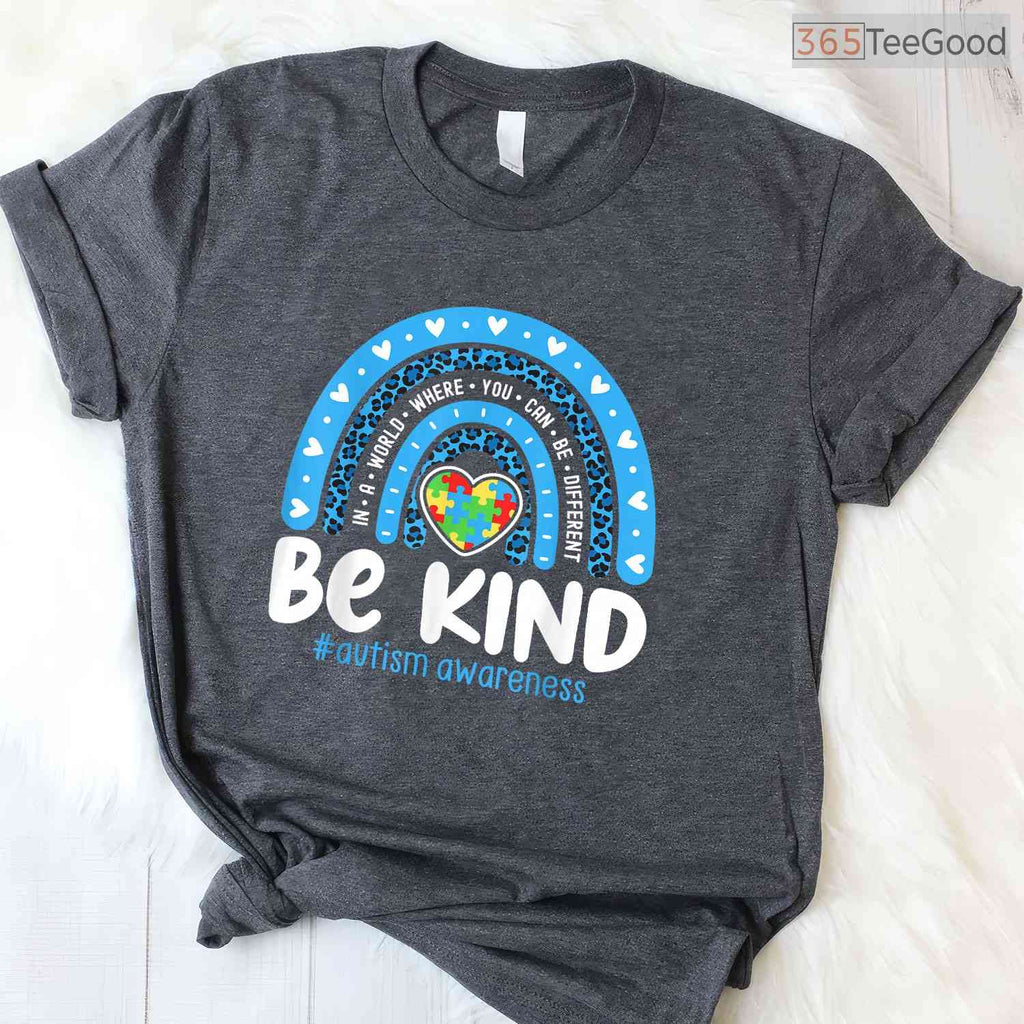 Rainbow In April We Wear Blue Ribbon Autism Shirt Awareness Month Women T-Shirt