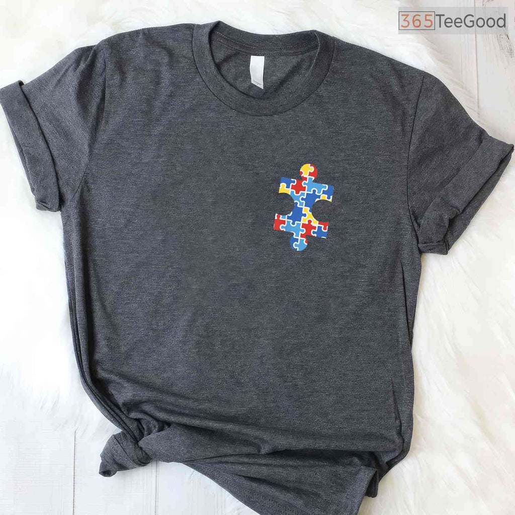 Autism Awareness Puzzle Piece Pocket Shirt Autistic Gift April Month Men T-Shirt