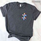 Autism Awareness Puzzle Piece Pocket Shirt Autistic Gift April Month Men T-Shirt