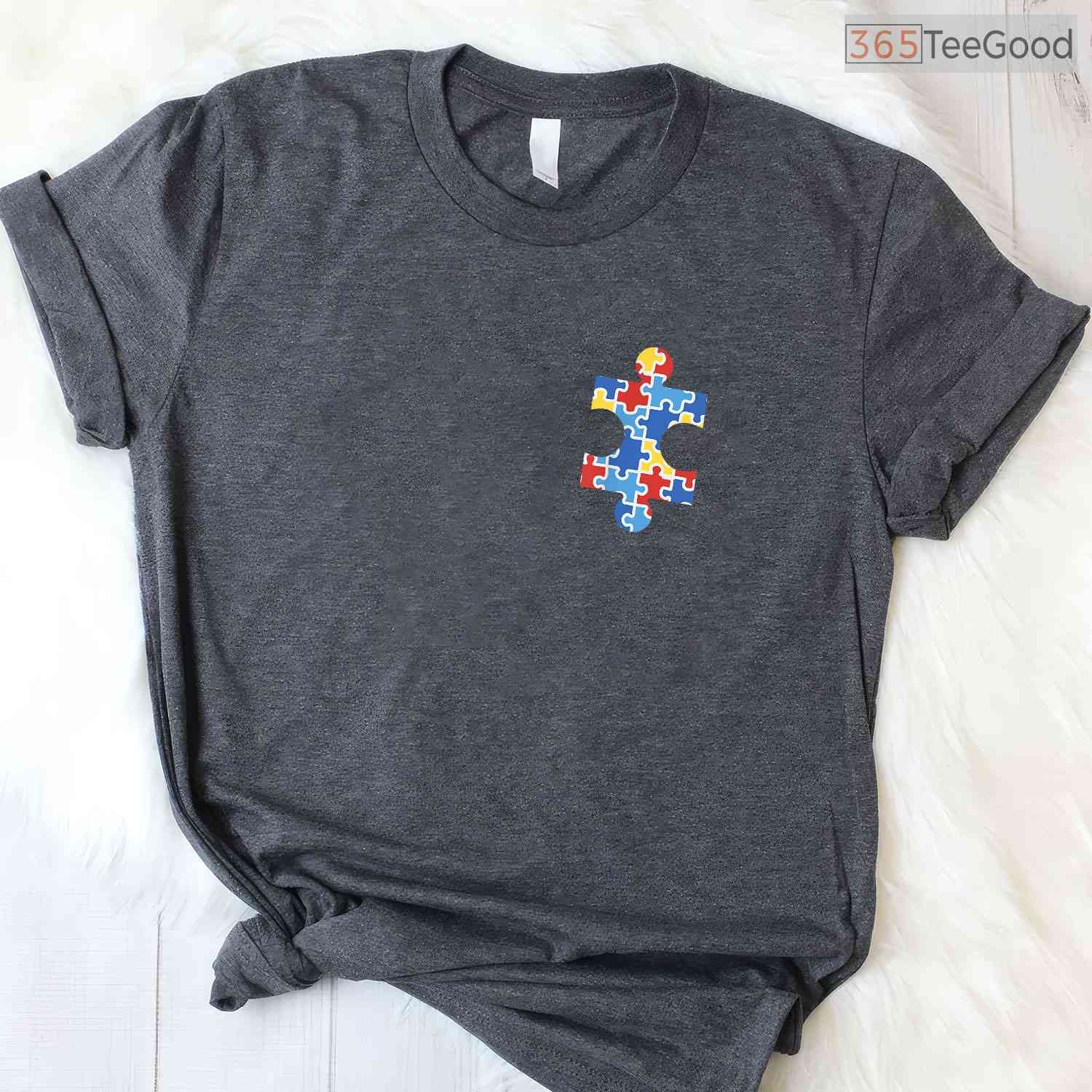 Autism Awareness Puzzle Piece Pocket Shirt Autistic Gift April Month Men T-Shirt