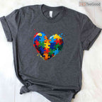 Autism Awareness Heart Valentine Day Puzzle Shirt April Boy Girl Love T-Shirt