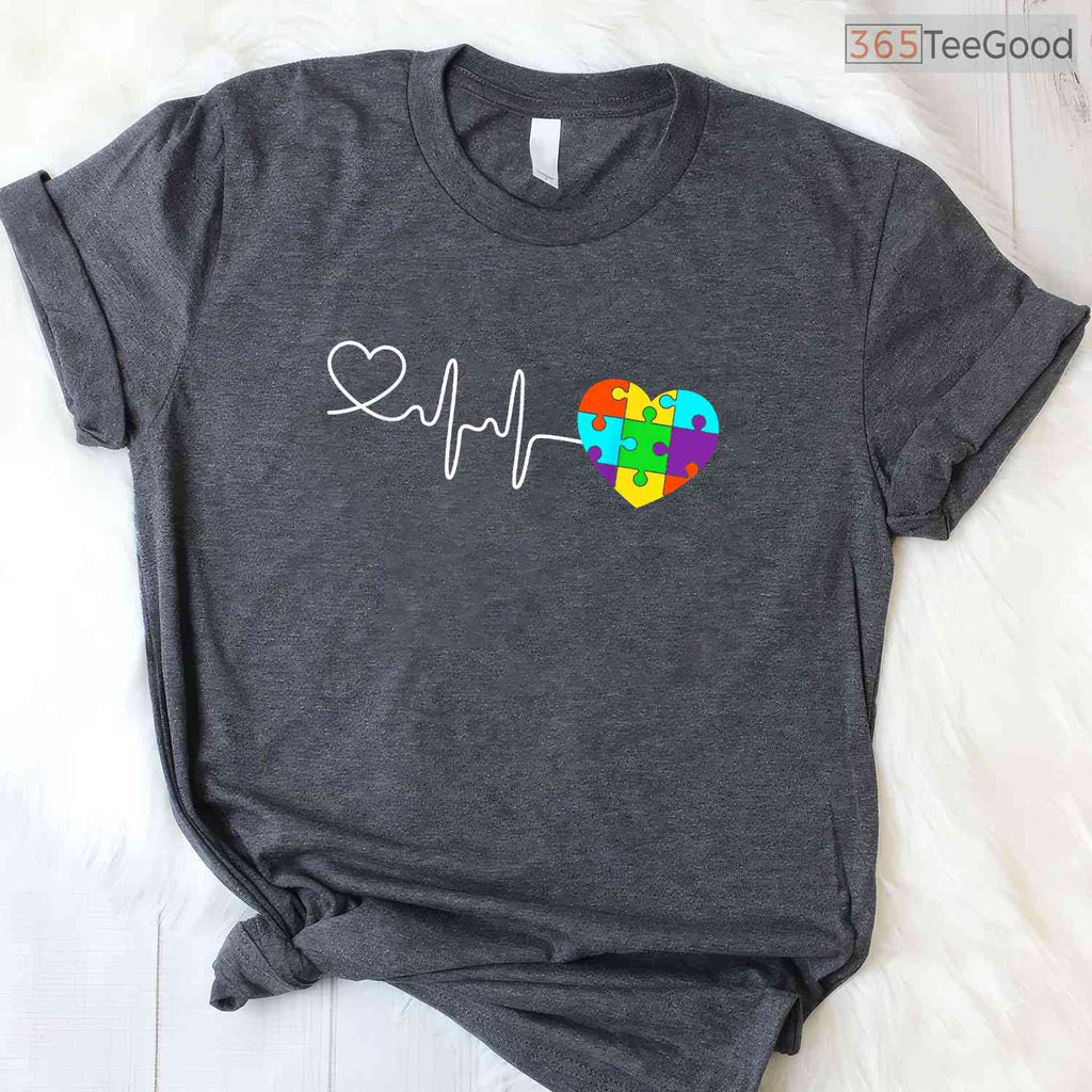 Love Heart Puzzle Acceptance Men Women Kids Autism Shirt April Awareness T-Shirt