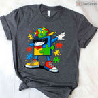 Dabbing Puzzle Piece Autism Awareness Shirt April Month Kids Cool Gift T-Shirt