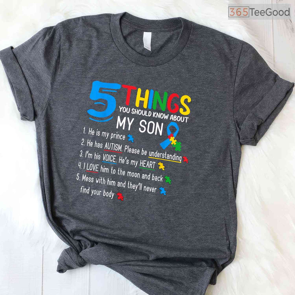Autistic Son Support Squad Autism Shirt April Awareness Mom Dad Parents T-Shirt