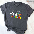 Autism Dinosaur Kid Boys Its Ok To Be Different Shirt April Awareness T-Shirt