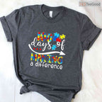Autism 100 Days Of School Teacher Shirt April Awareness Celebration T-Shirt