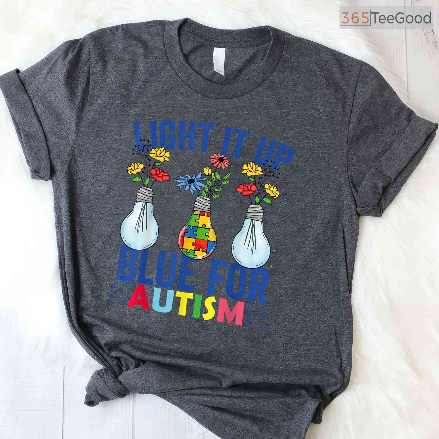 Light It Up Blue Autism Awareness Month Shirt April Support Men Women T-Shirt