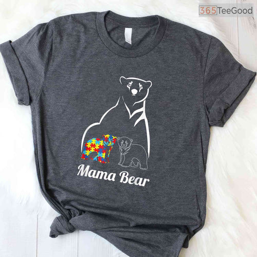 Autism Awareness Mama Bear Mom Autistic Child Shirt April Support Women T-Shirt
