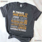 Kings Are Born In April T-Shirt - Best Birthday Gift For Men - Cool Crown Graphic