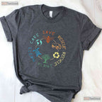 Save Bees Rescue Animals Recycle Plastic Earth Day T-Shirt Eco Activist Nature Tee