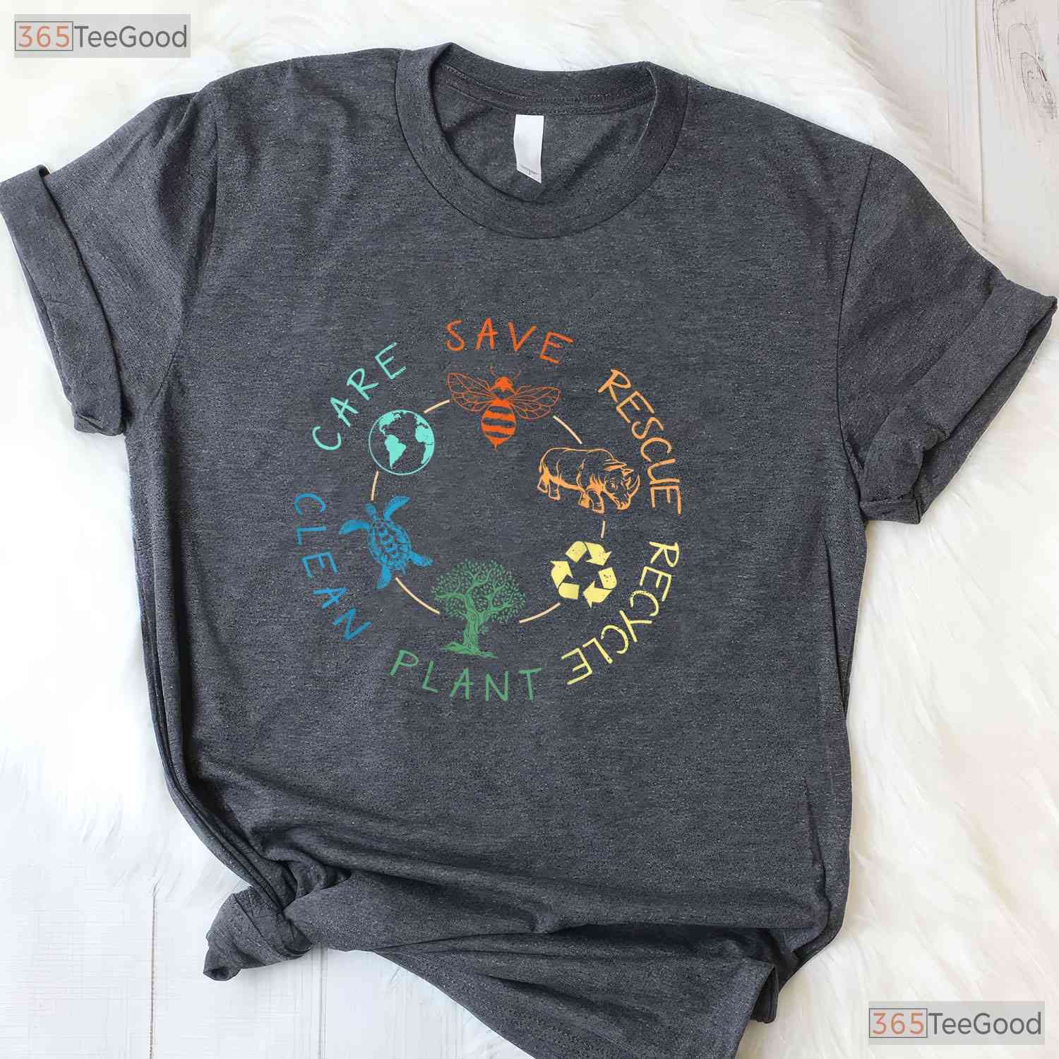 Save Bees Rescue Animals Recycle Plastic Earth Day T-Shirt Eco Activist Nature Tee